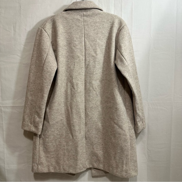 Pull & Bear by ASOS Longline Pea Coat in Cream/Tan Size XS - Picture 6 of 7